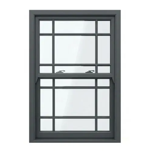 Aluminium Sliding Sash Window with Asymmetric Georgian Bars
