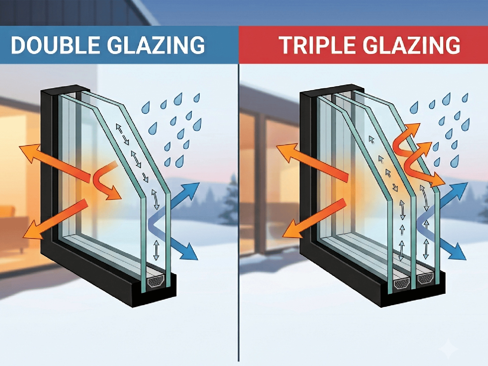 triple glazing typically adds 10–20% to the price of an equivalent double-glazed window, and the extra pane means heavier sashes, which can matter for older frames or larger openings.