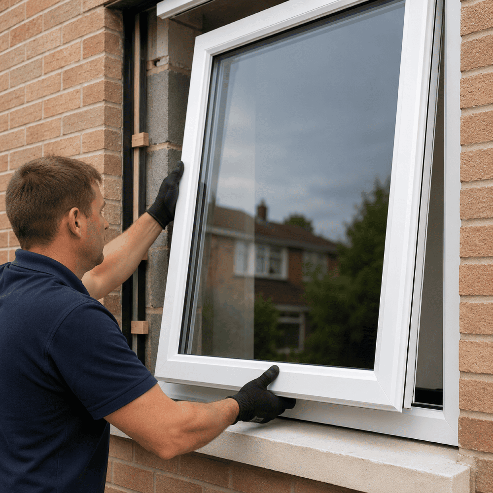 Installing a window on a brick wall
